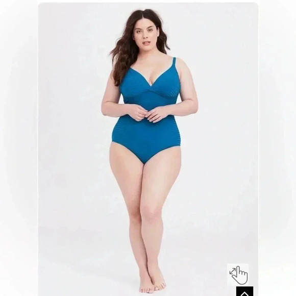 torrid Other - Torrid Womens Plus Size Blue Wireless Shadow Stripe One Piece Swimsuit 6X‎